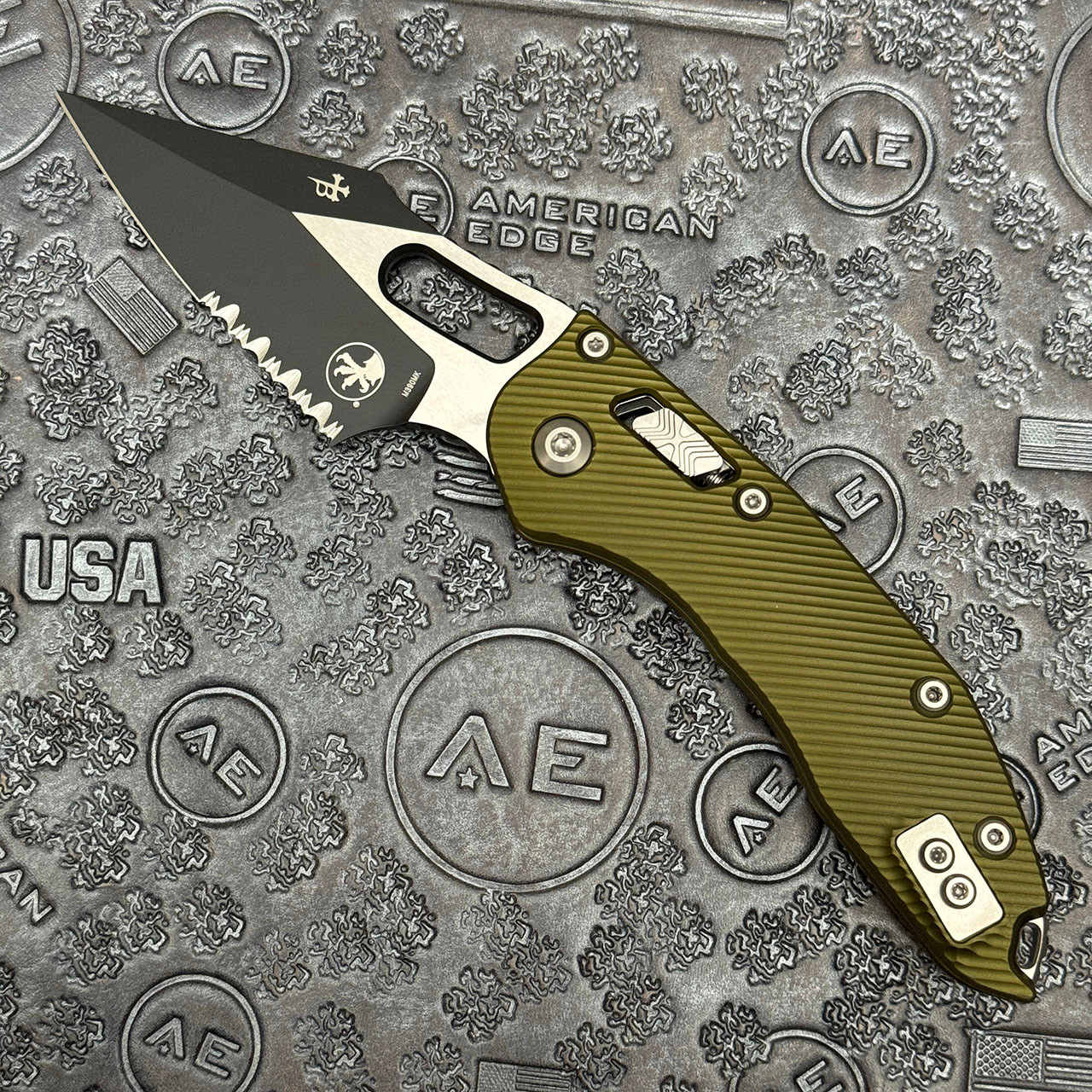 Microtech Borka Stitch RAM-LOK S/E Fluted OD Green Aluminum
