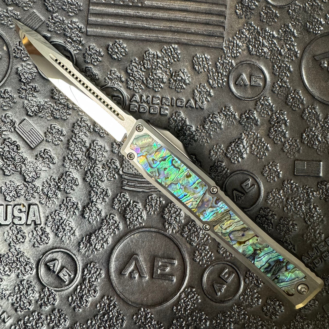 Heretic Knives Custom NYX S/E Stainless Steel Handles w/ Abalone