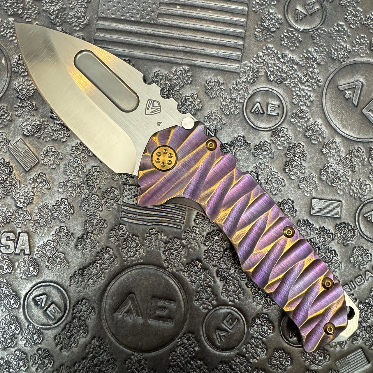 Medford Praetorian T Drop Point Frame Lock Violet w/ Brushed
