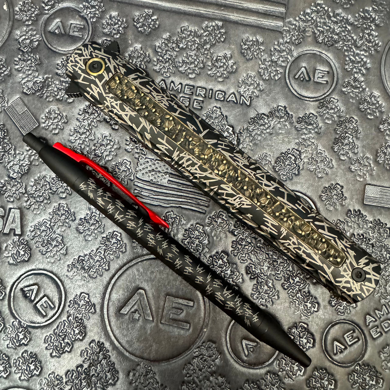 Zieba Knives Nine Frame Lock Black HAHA Joker Graphic Titanium