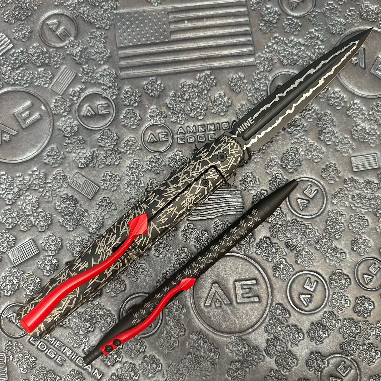 Zieba Knives Nine Frame Lock Black HAHA Joker Graphic Titanium