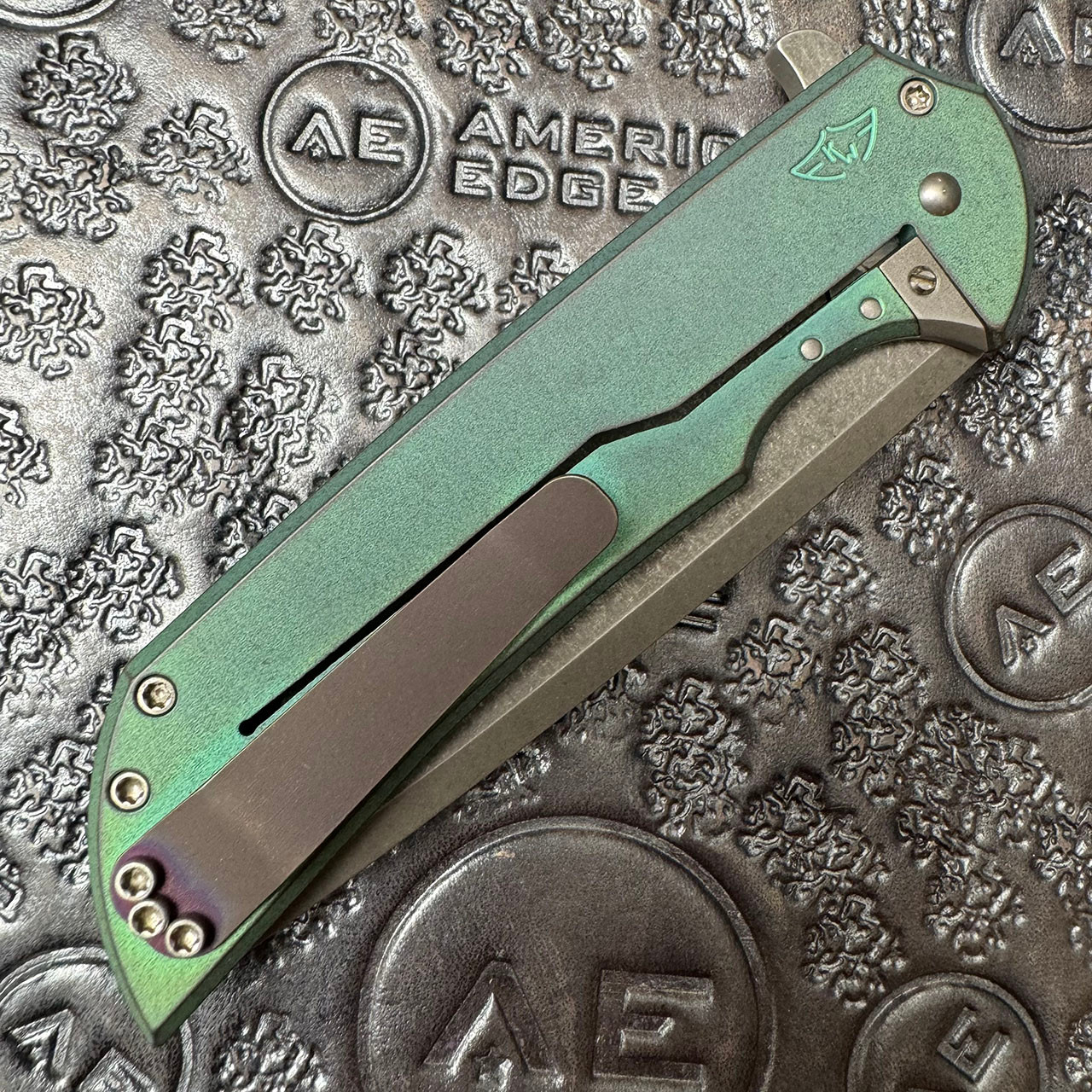 Ferrum Forge Custom Ferrum Forge Mordax Frame Lock Flipper Antique Green Anodized Honeycomb ...