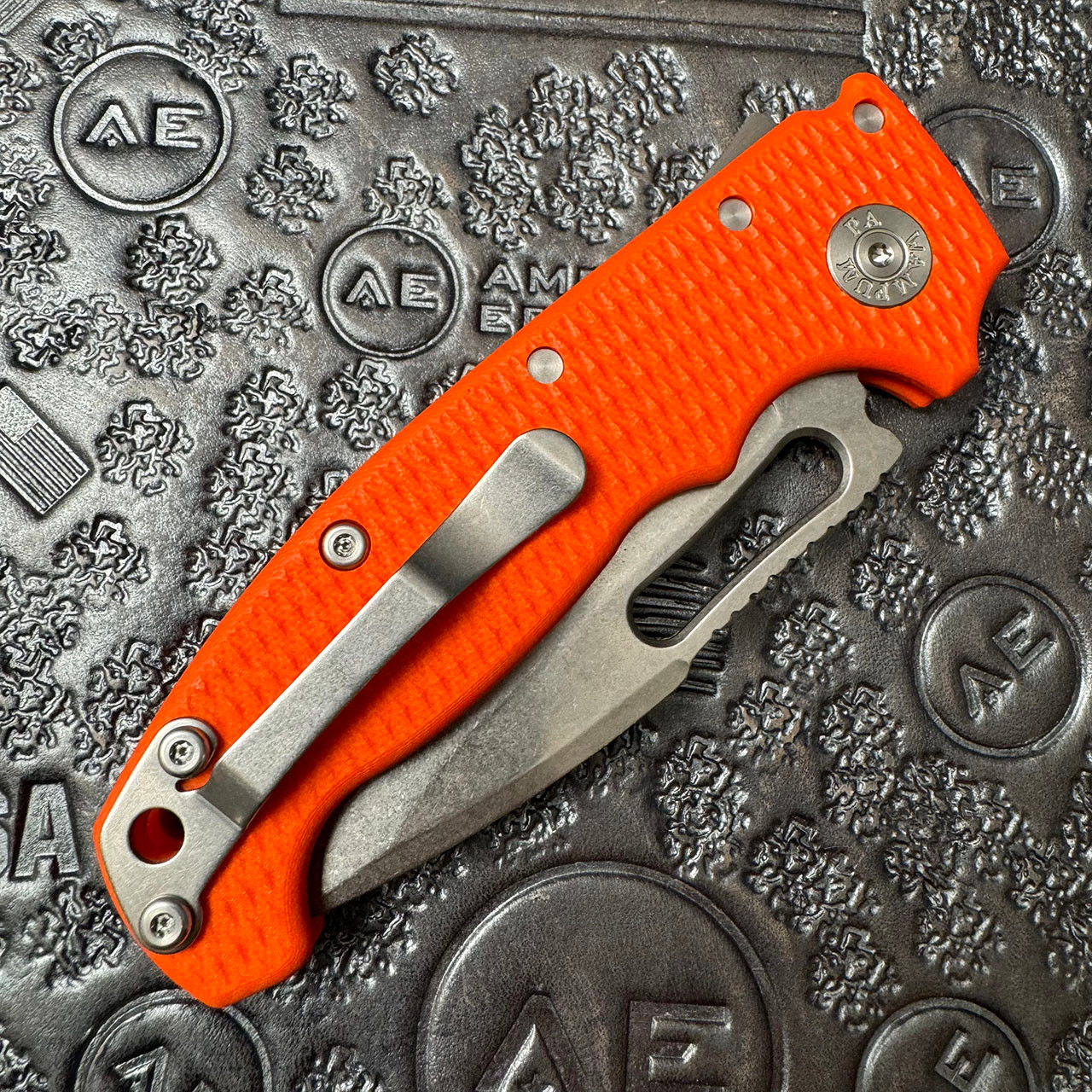Demko MG AD20S Harpoon Drop Point Shark Lock Orange G10 Handle