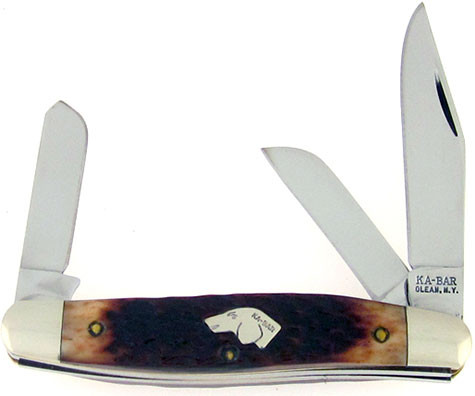 KaBar Dog's Head Stockman Caramel Bone American Edge Knives