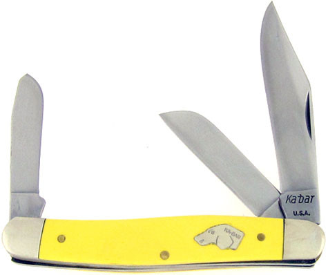 KaBar Dog's Head Stockman Smooth Yellow American Edge Knives
