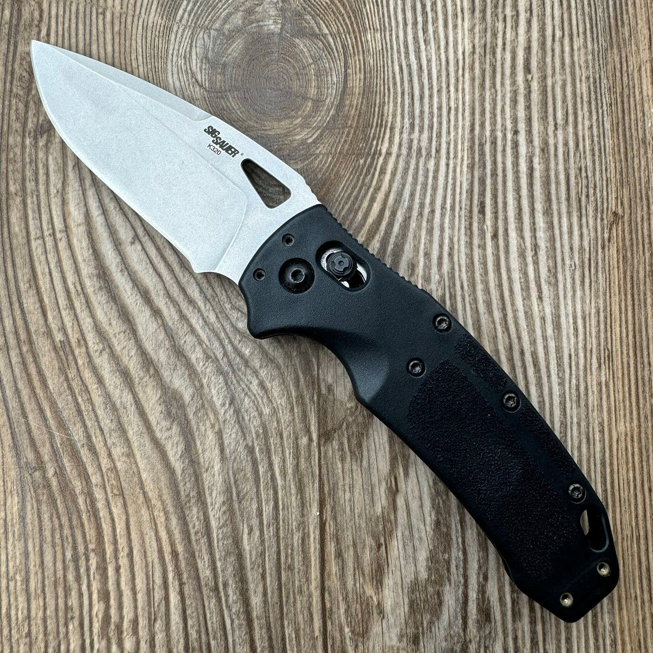 Hogue SIG K320 Nitron Able Lock Black Polymer Handles Tumbled Drop