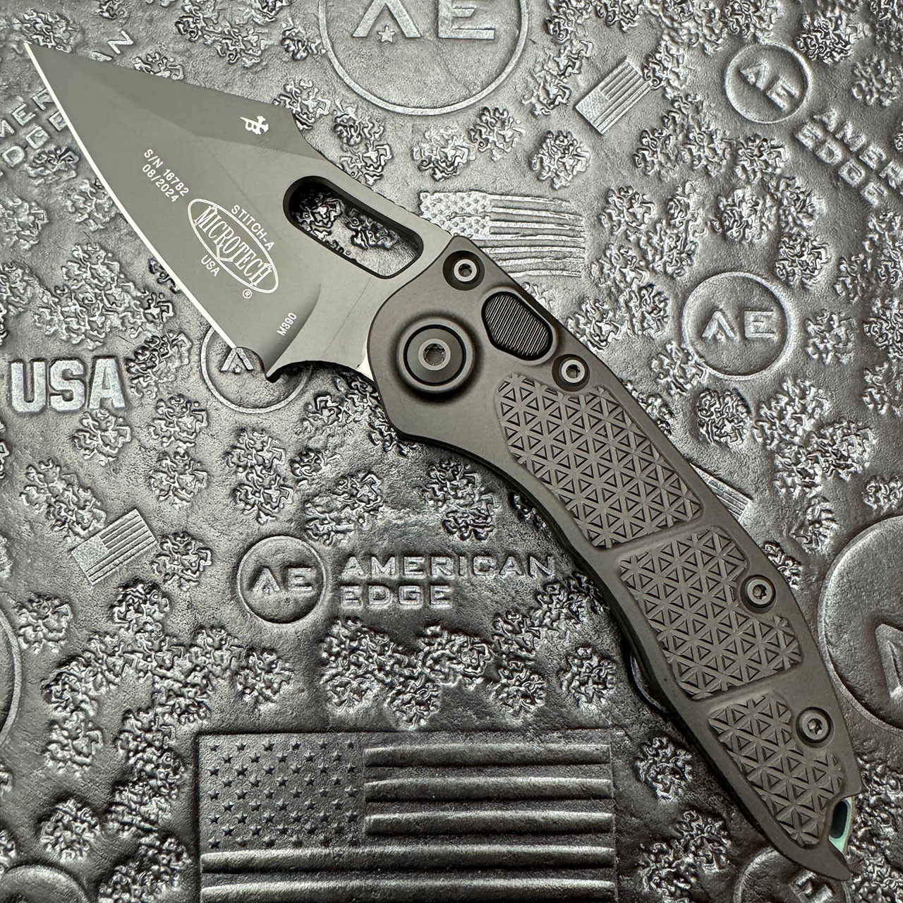 Microtech Borka Stitch Auto S/E Black Standard Antique Green