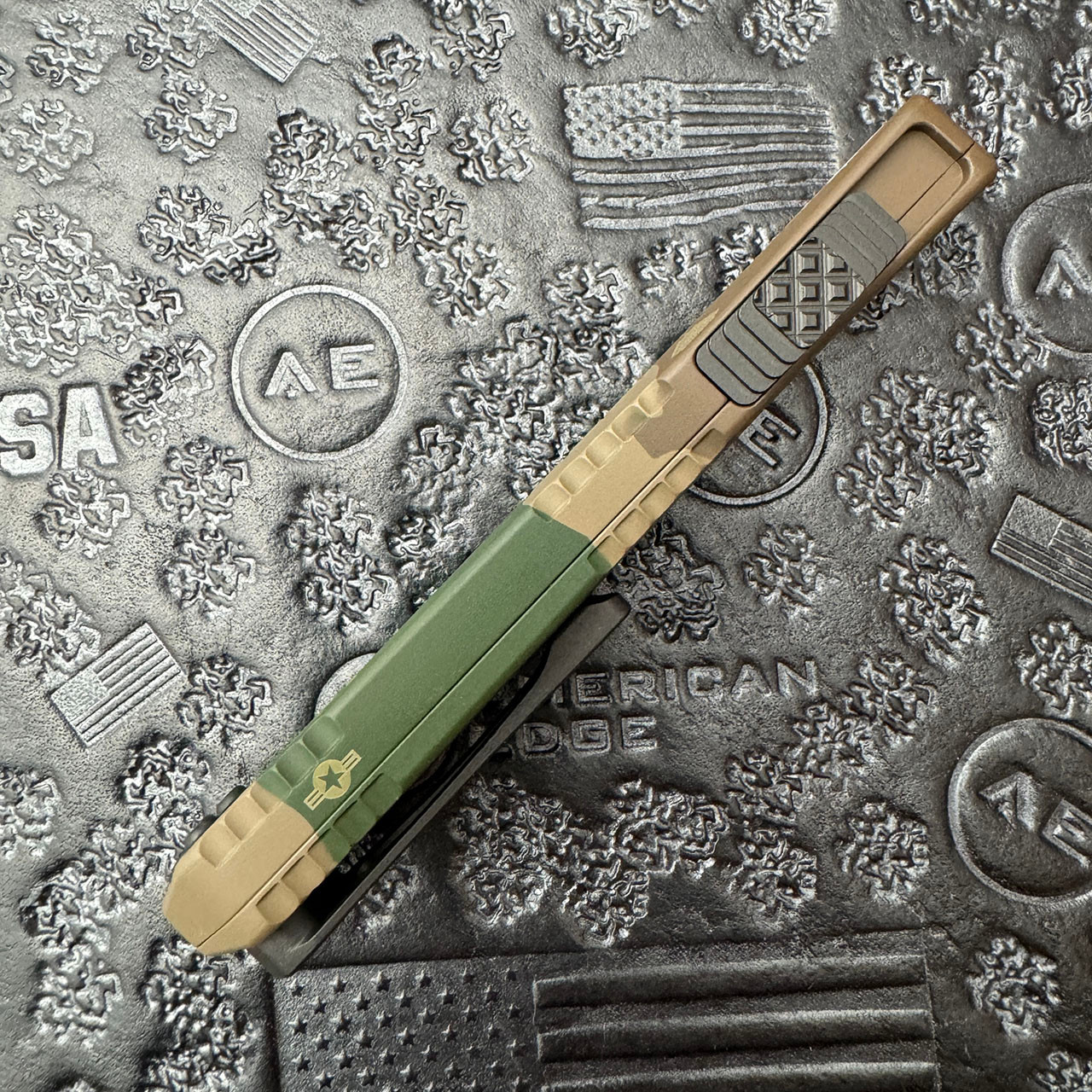 Heretic Knives Manticore E Bowie A-10 Motif Grenade Grip Handle