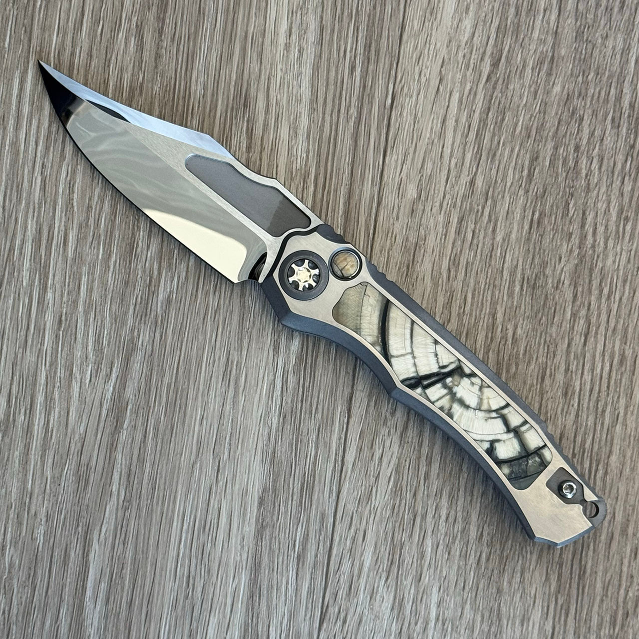 Heretic Knives Custom Wraith V4 Auto Bowie Hefted Titanium Handle