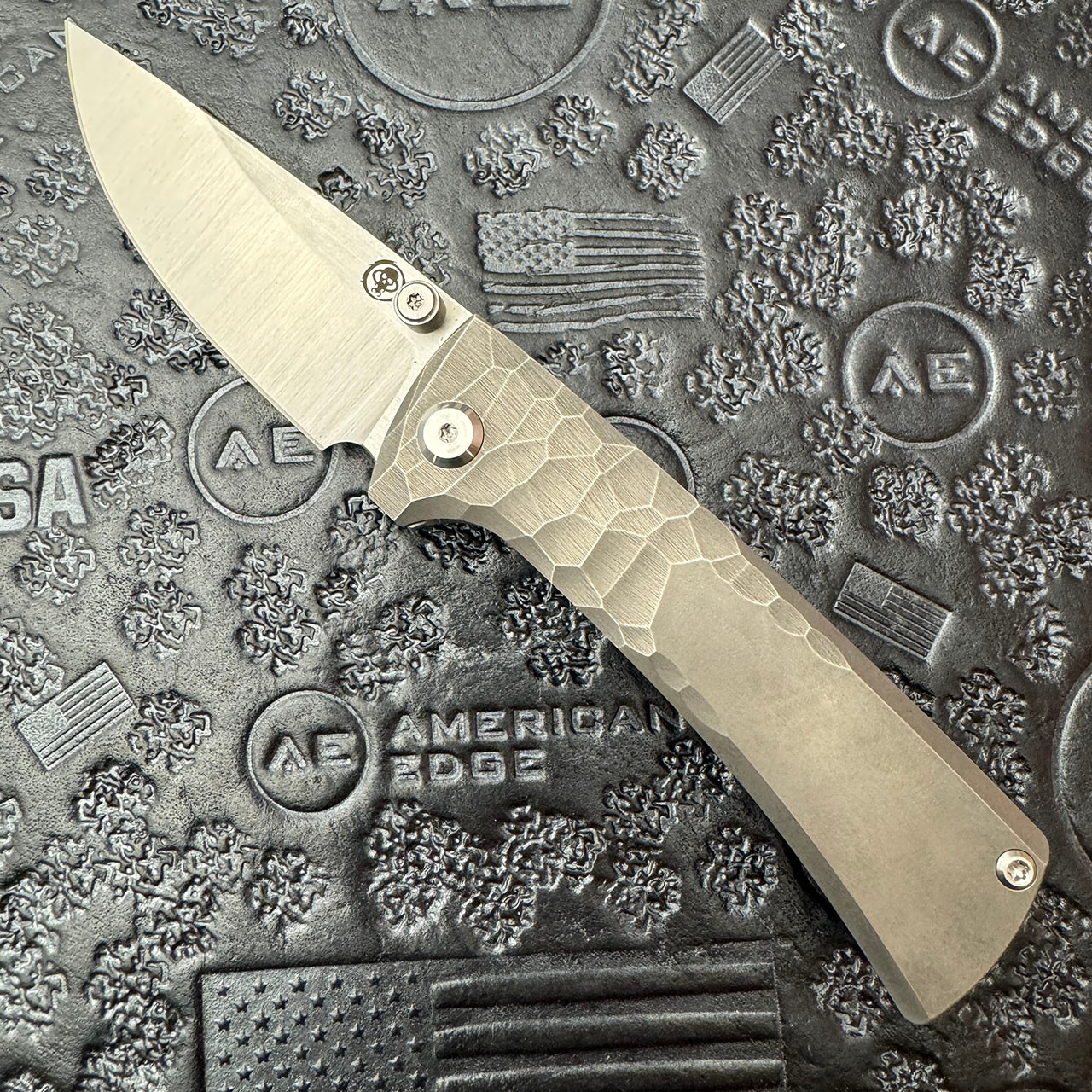 Chaves Knives RCK9 Frame Lock Stonewashed Titanium Rocked Handles