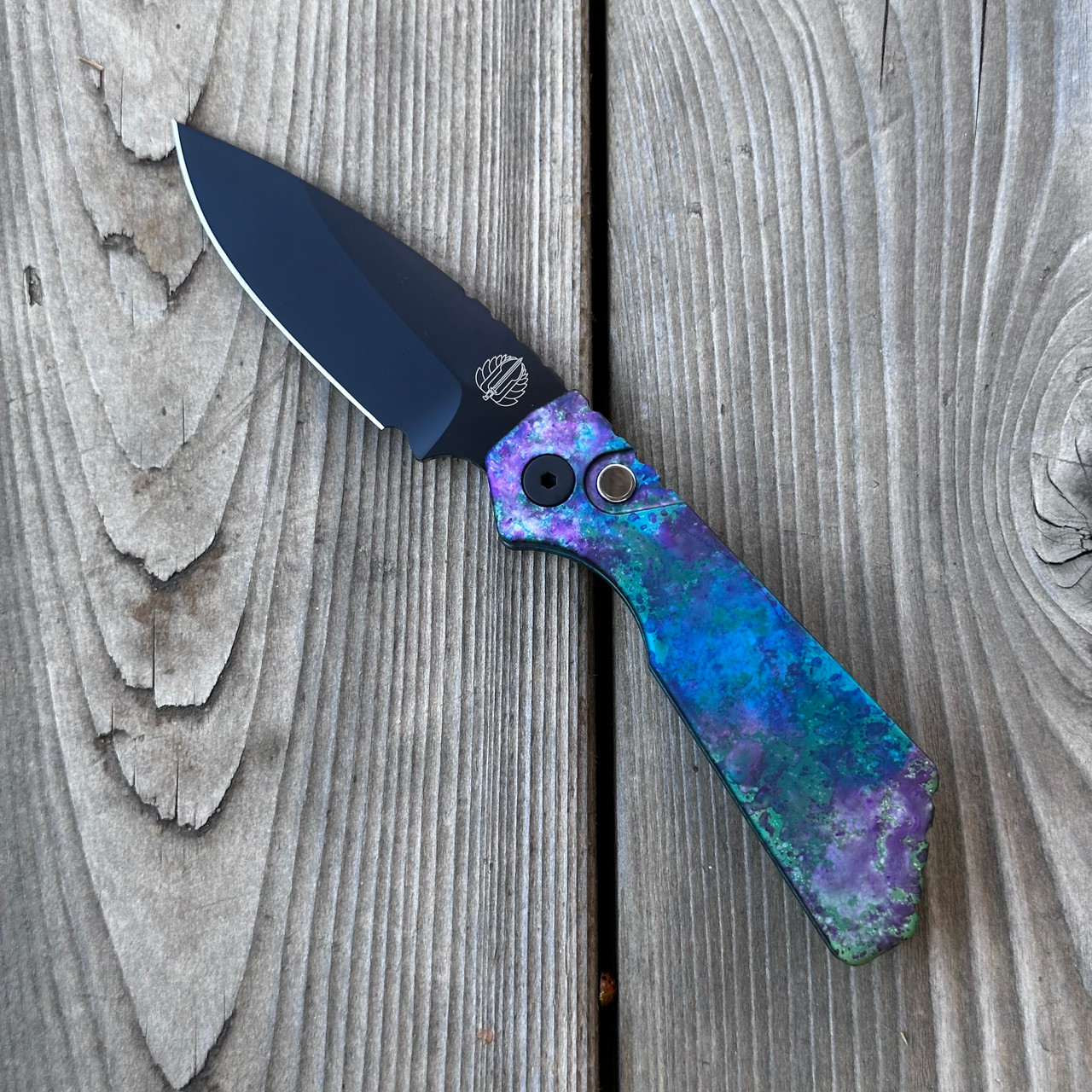 Pro-Tech Strider PT+ Auto Solid Northern Lights Anodized Handle
