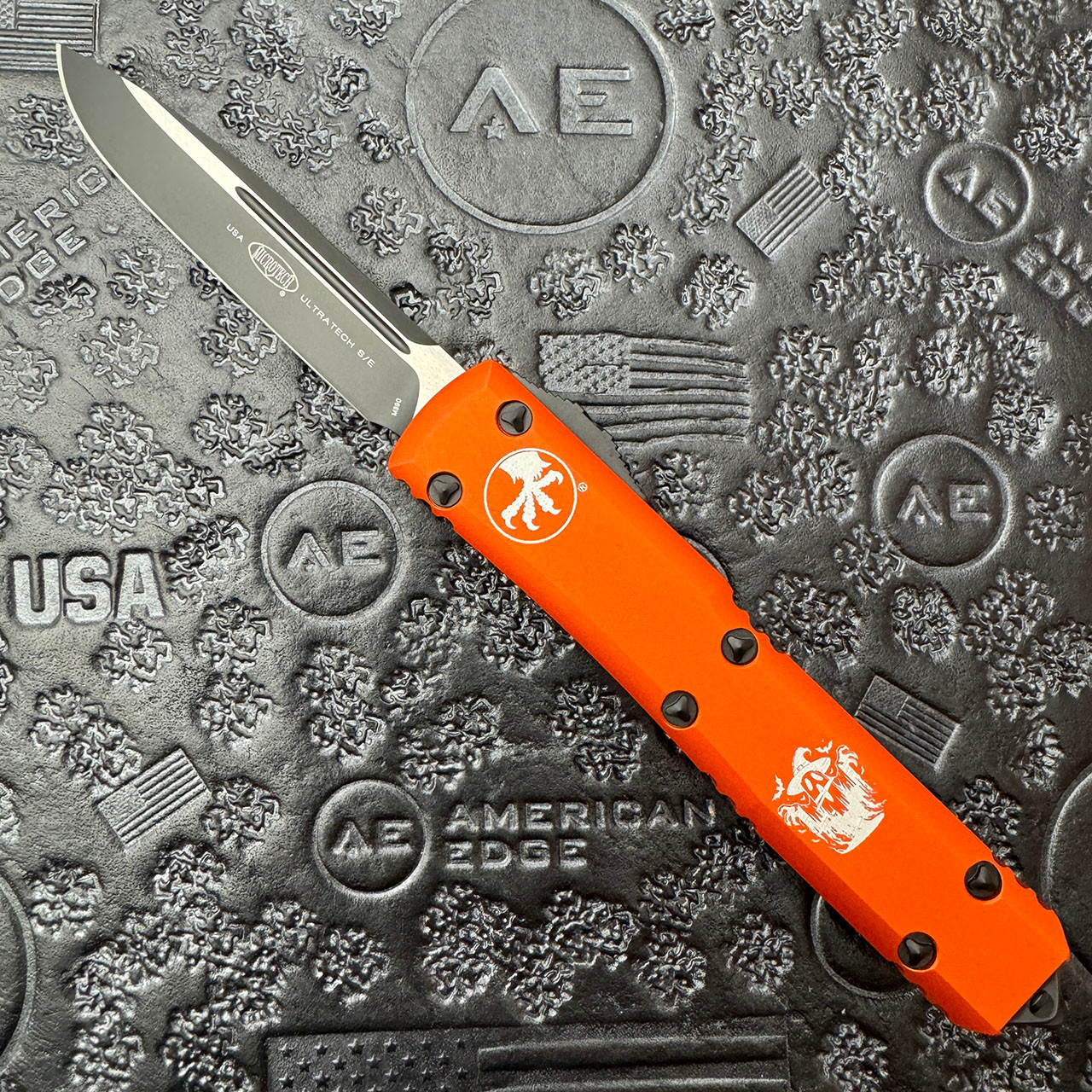 Microtech Ultratech S/E Halloween Orange Black Standard AE CUSTOM