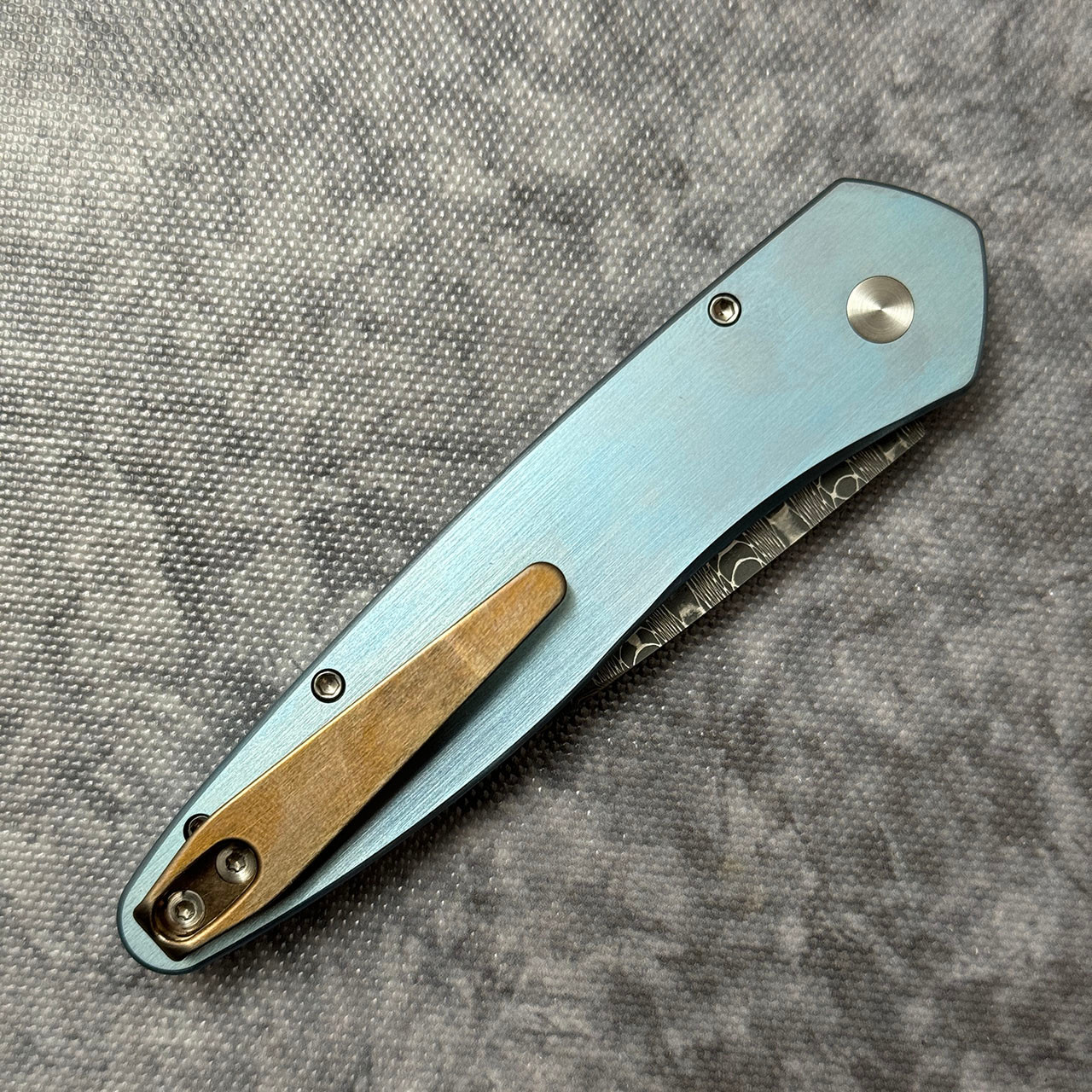 Pro-Tech Newport Auto Unique Titanium Custom Blue Titanium Handle