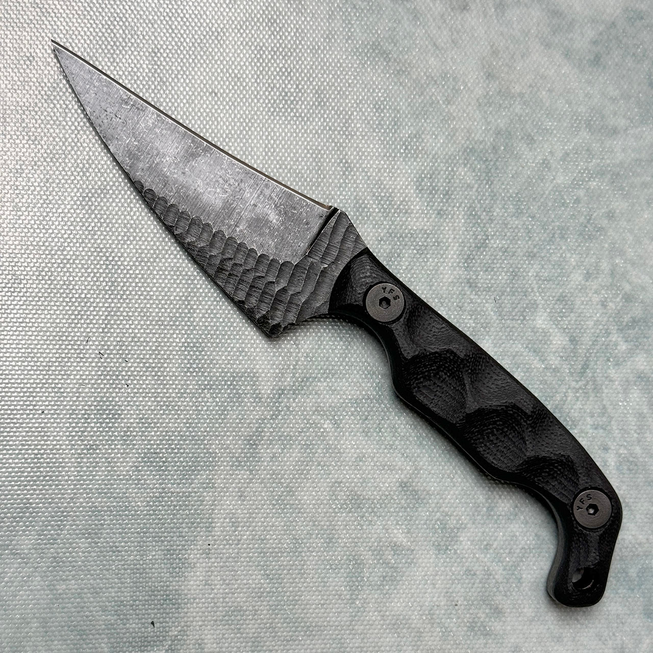 Stroup Knives Mini2 Fixed Blade Black G10 Handle Dark Acidwashed