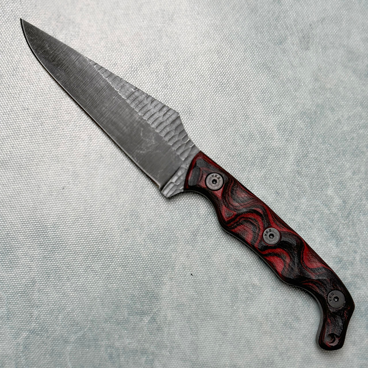Stroup Knives TU2 Fixed Blade Red/Black Swirl G10 Handle Dark