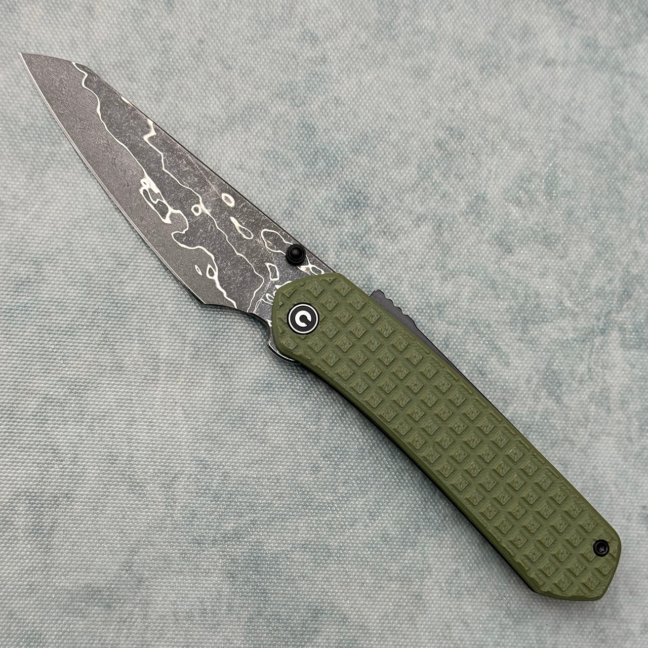 Civivi Vision FG Superlock Green Frag G10 Handle Damascus Blade