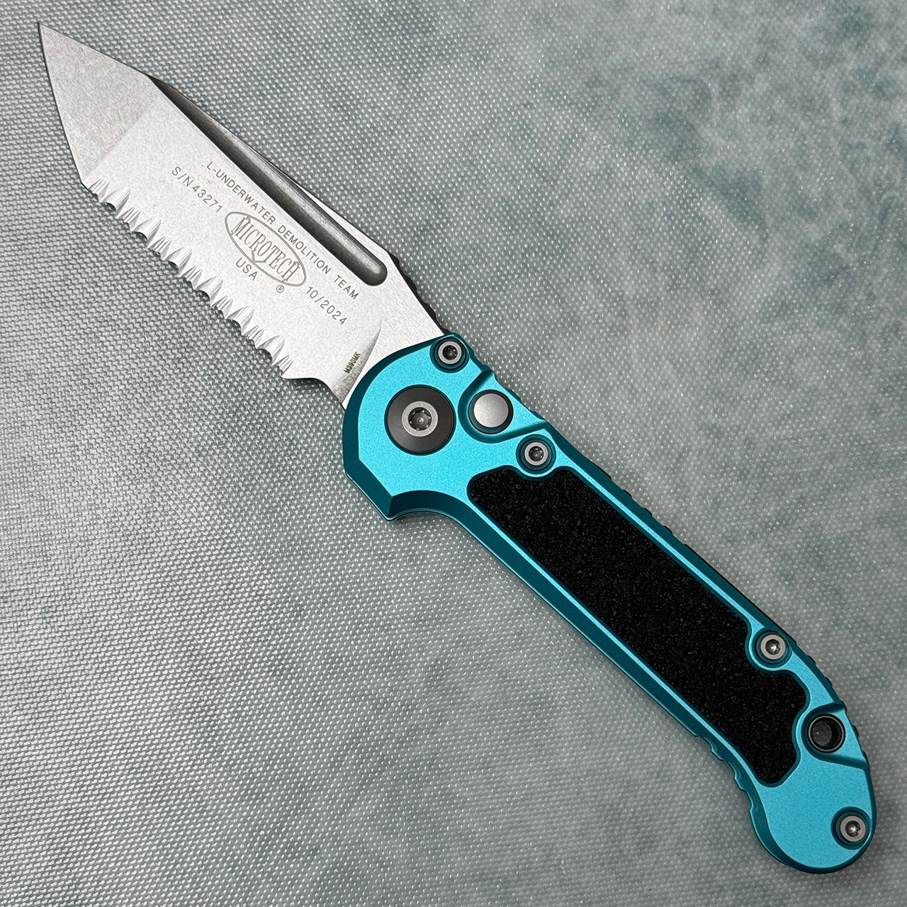 Microtech LUDT T/E Gen III Turquoise Stonewashed Full Serrated