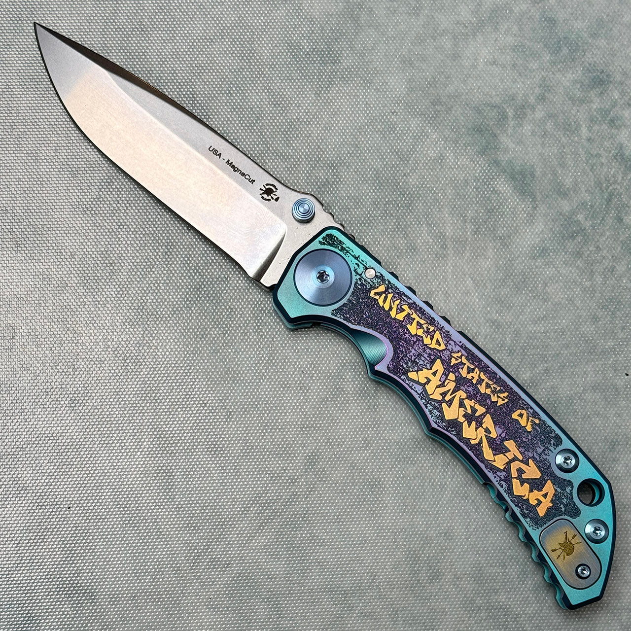 Spartan Blades Harsey Folder SHF Custom Engraved Graffiti Titanium