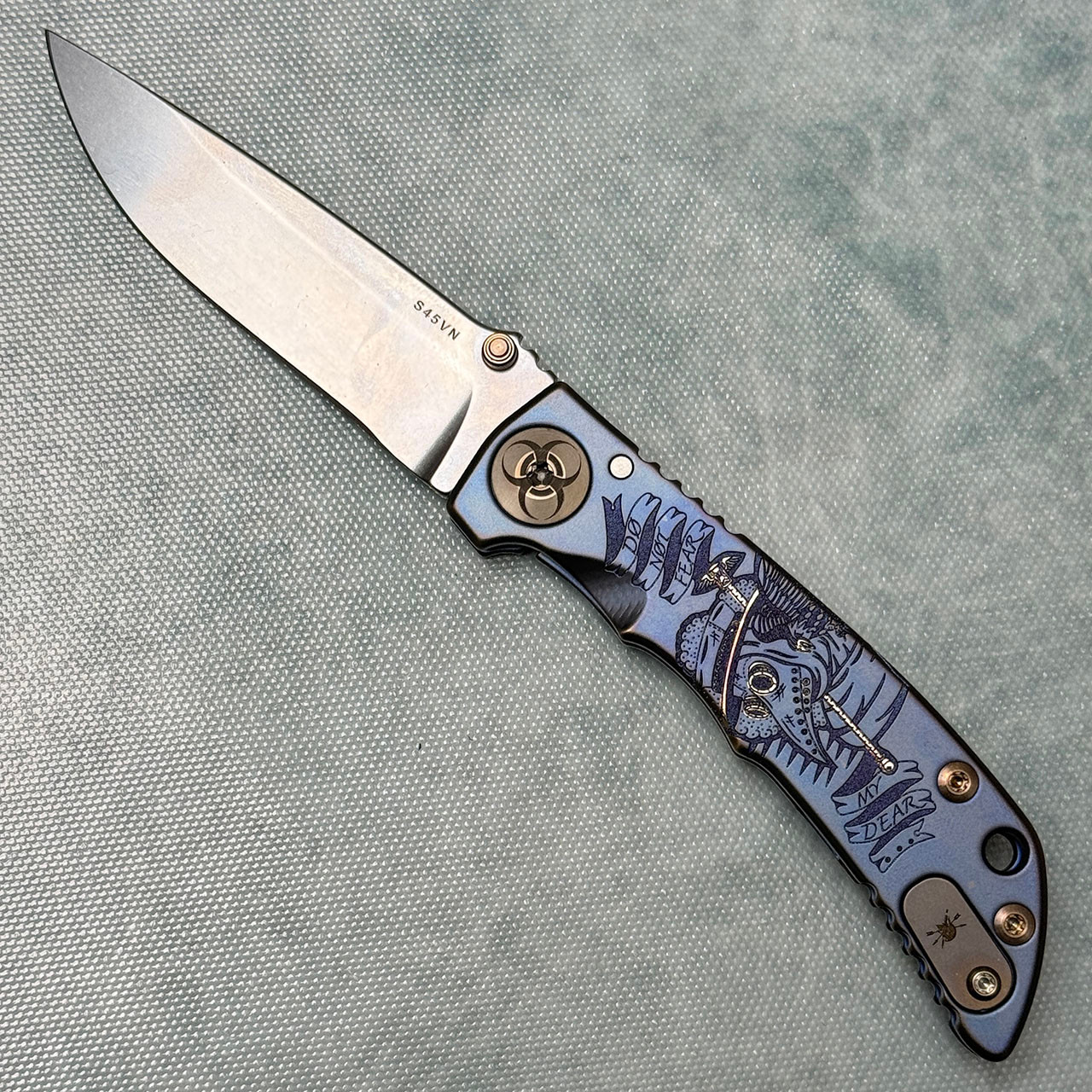 Spartan Blades Harsey Folder SHF 3.25 Custom Plague Doctor Blue