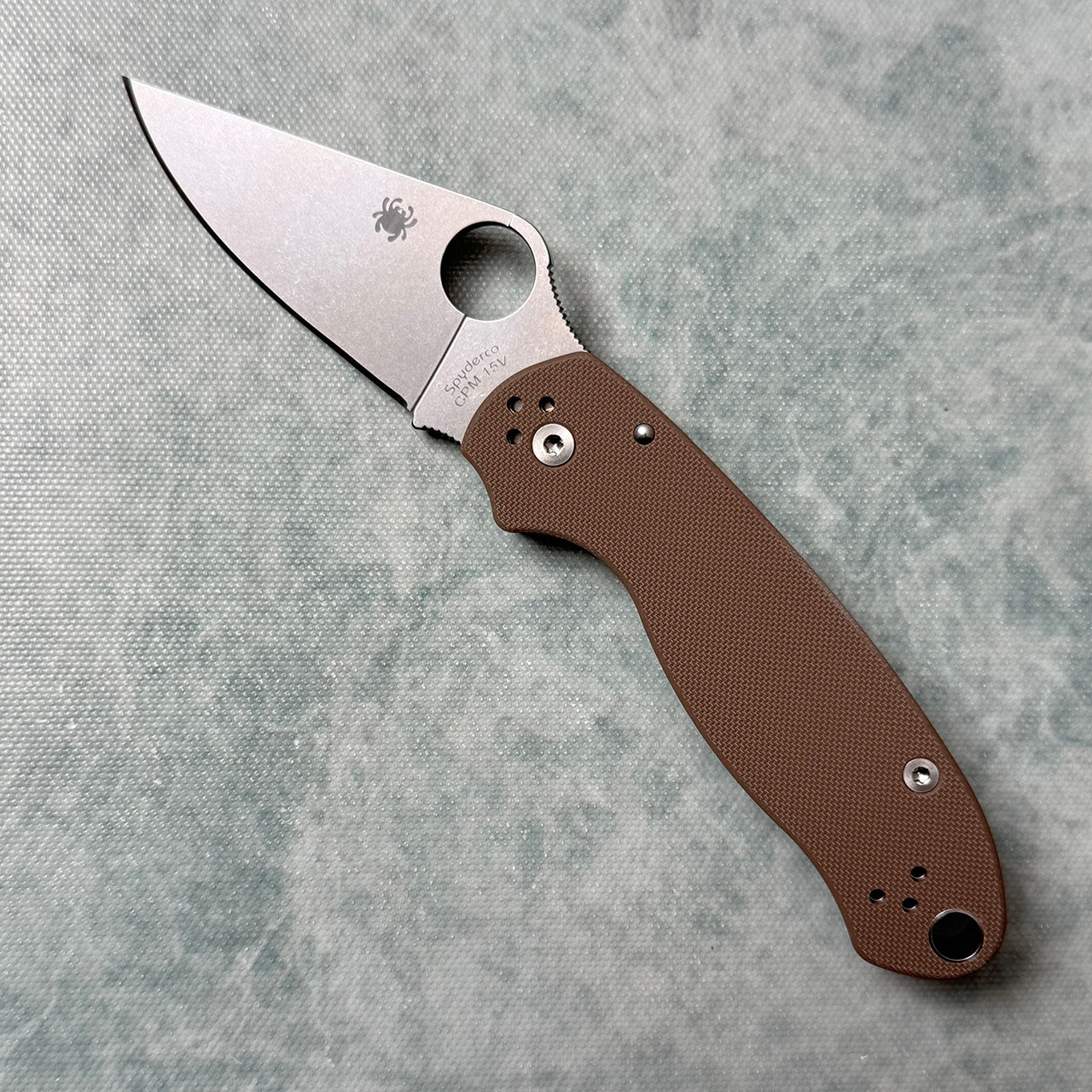 Spyderco Para 3 Compression Lock Brown G10 Handles Stonewashed CPM