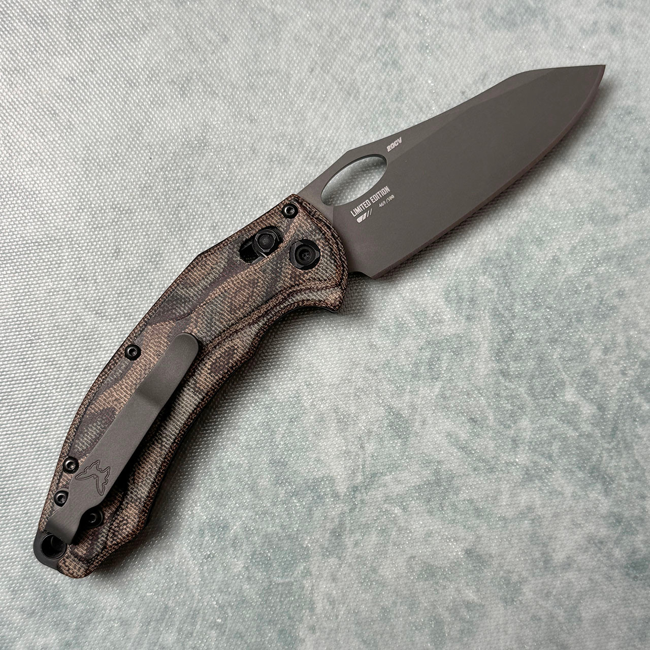 Benchmade Mini Loco Axis Lock Python Micarta Handle Smoke Gray PVD