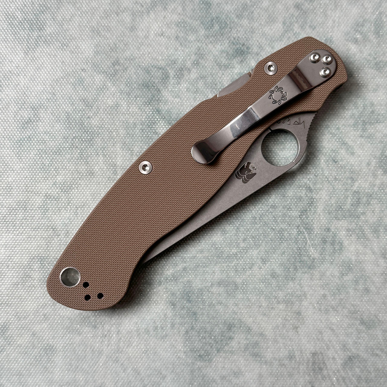 Spyderco Military 2 Compression Lock Brown G10 Handle Stonewash