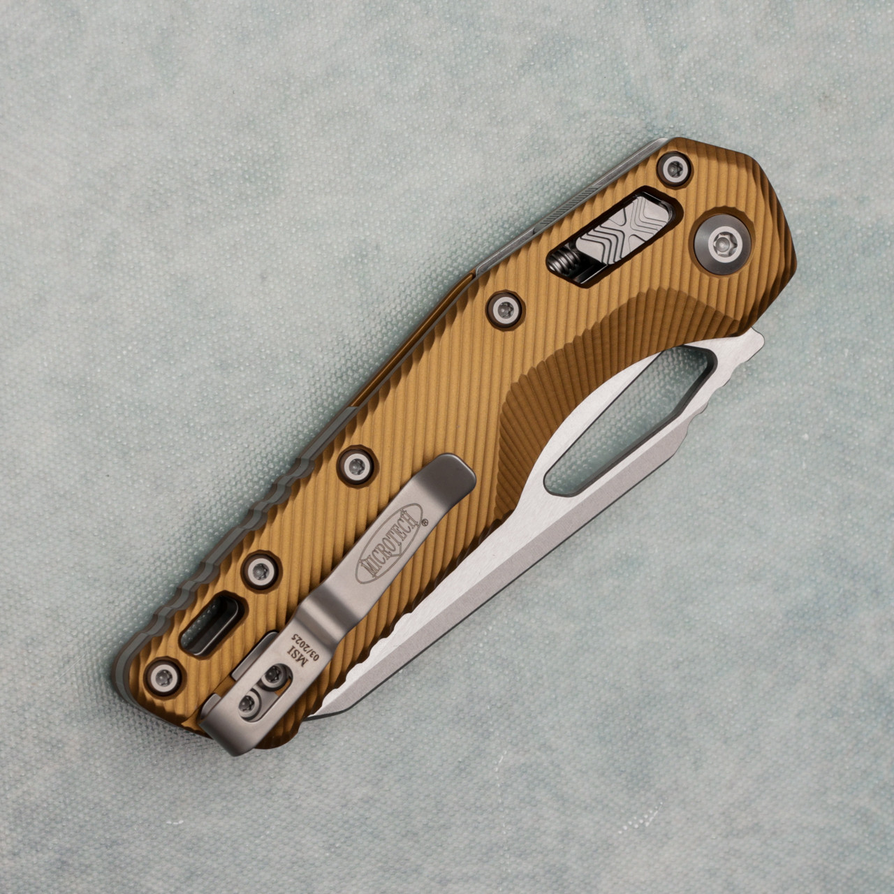Microtech MSI RAM-LOK Fluted Tan Aluminum Handle Stonewash