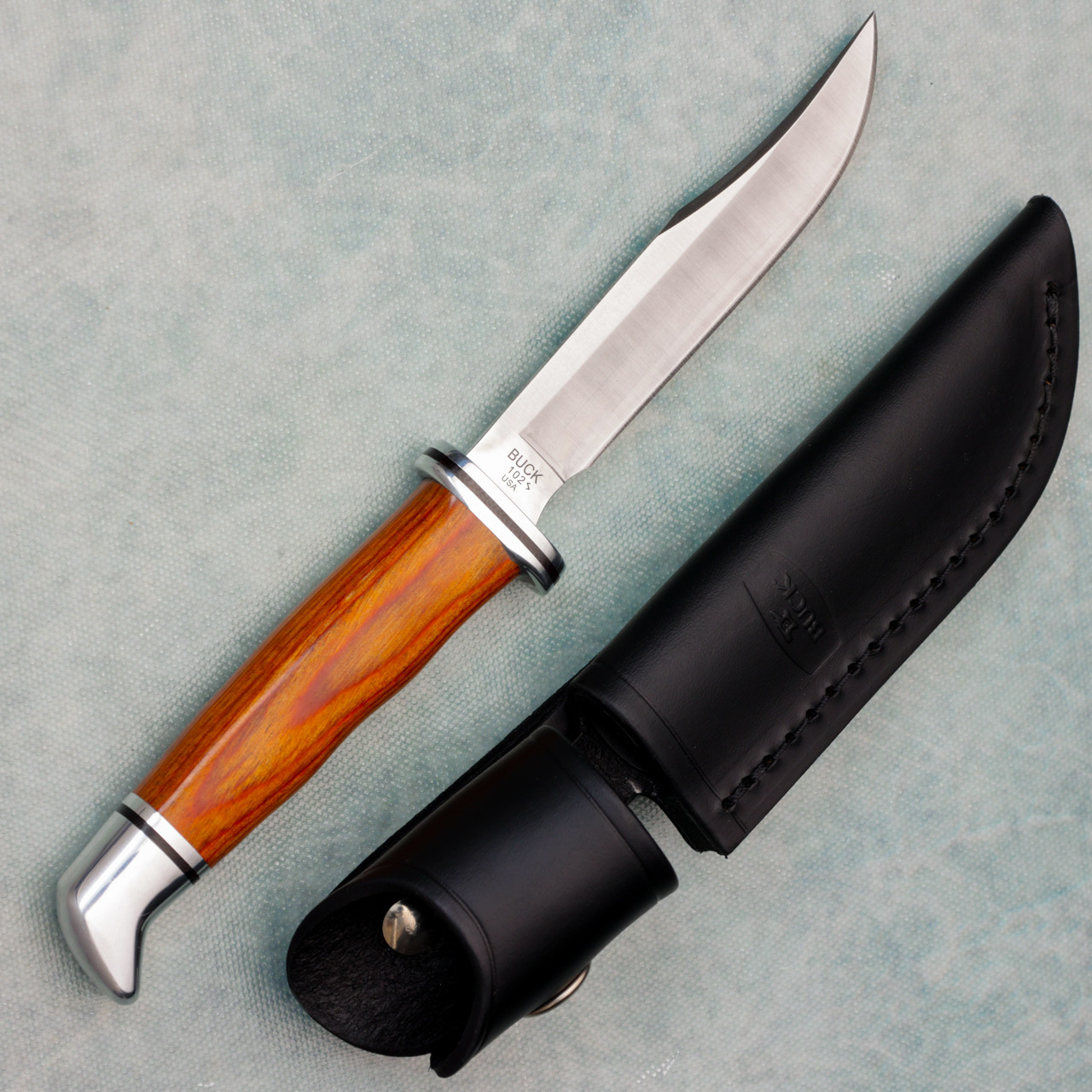 Buck 102 Woodsman Fixed Blade Cocobolo Wood Handle w/ Nickel