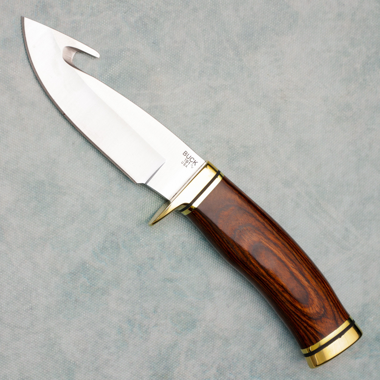 【セール中！】純銀 1980 バイエルン ヴィッテルスバッハ Buck 191 Zipper Fixed Blade Walnut Handle Satin Gut Hook Blade