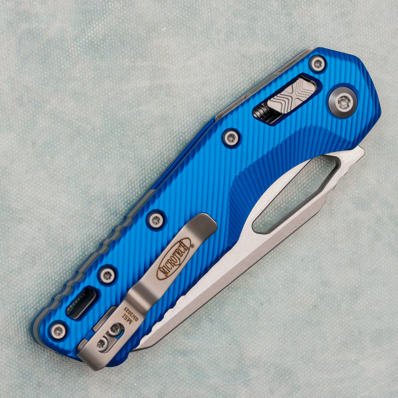 Microtech MSI RAM-LOK Fluted Blue Aluminum Handle Stonewash