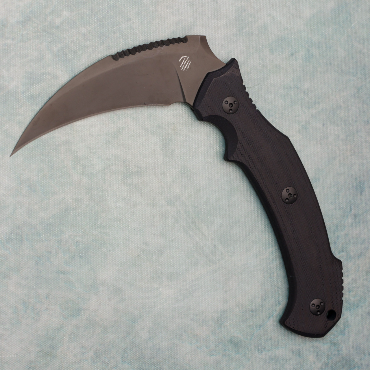 Bastinelli Creations Grumpy Black Micarta Handle Black M390 Blade
