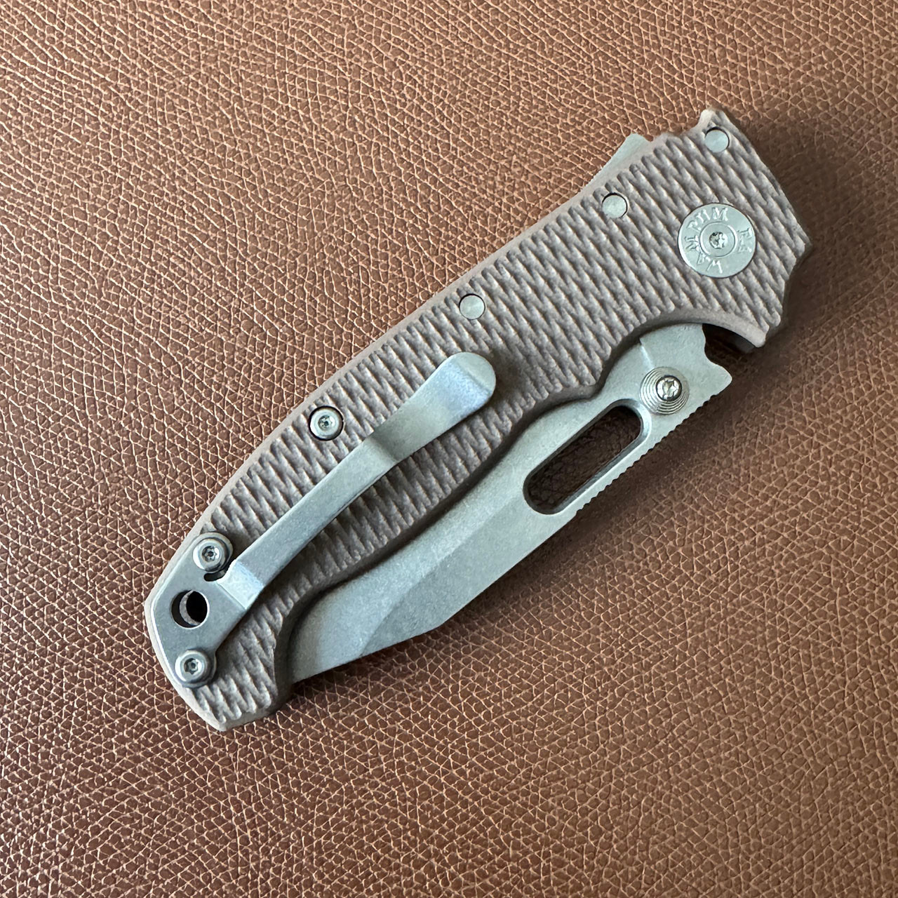 Demko MG AD20 V2 Clip Point Shark Lock Brown G10 Handle Stonewash