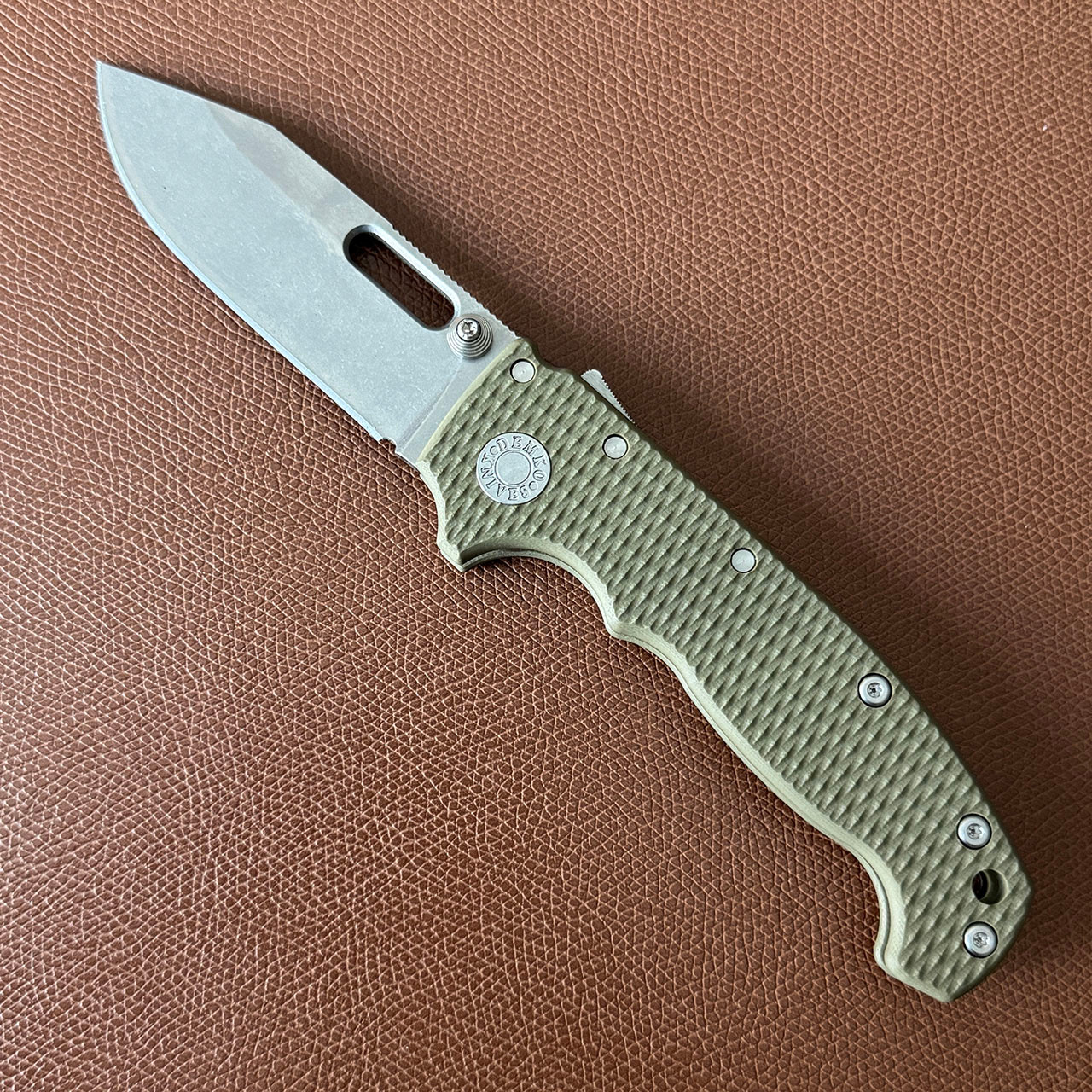 Demko MG AD20 V2 Clip Point Shark Lock OD Green G10 Handle