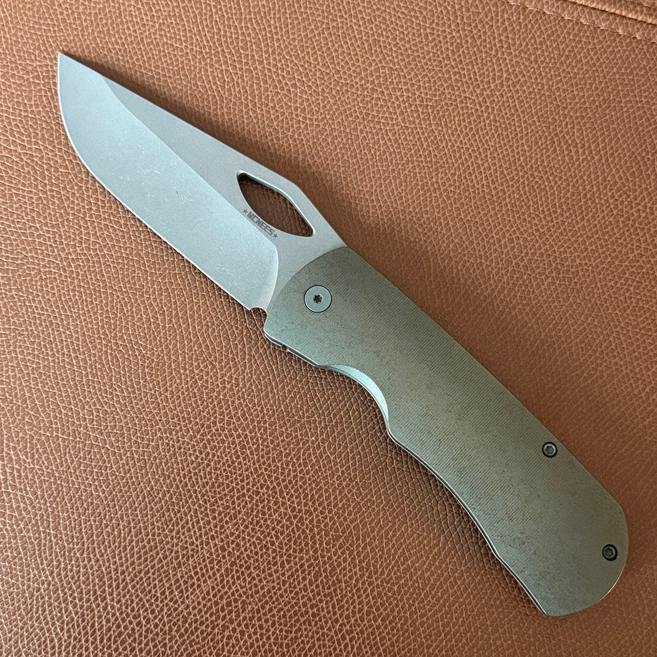 McNees Knives Dixon Frame Lock Green/Bronze Titanium Handle Matte