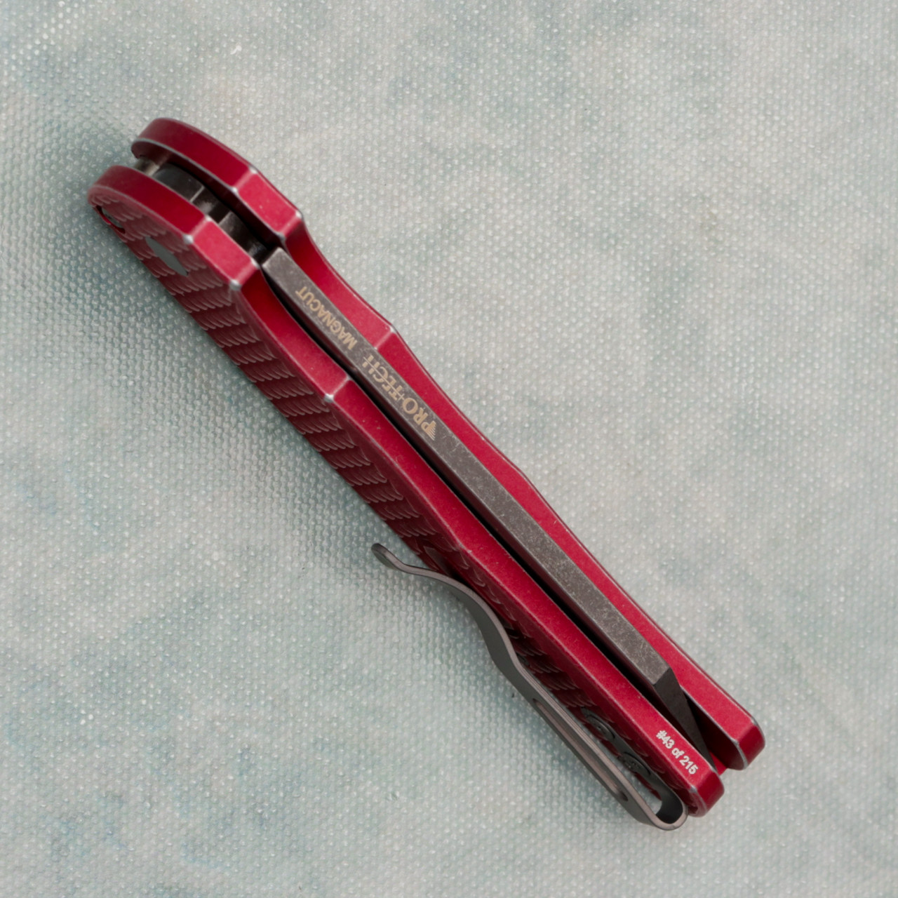 Pro-Tech Malibu Button Lock Flipper Reverse Tanto Battleworn Red
