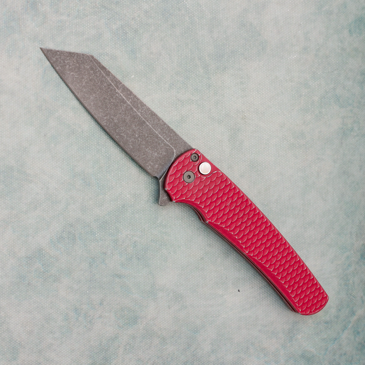 Pro-Tech Malibu Button Lock Flipper Reverse Tanto Battleworn Red