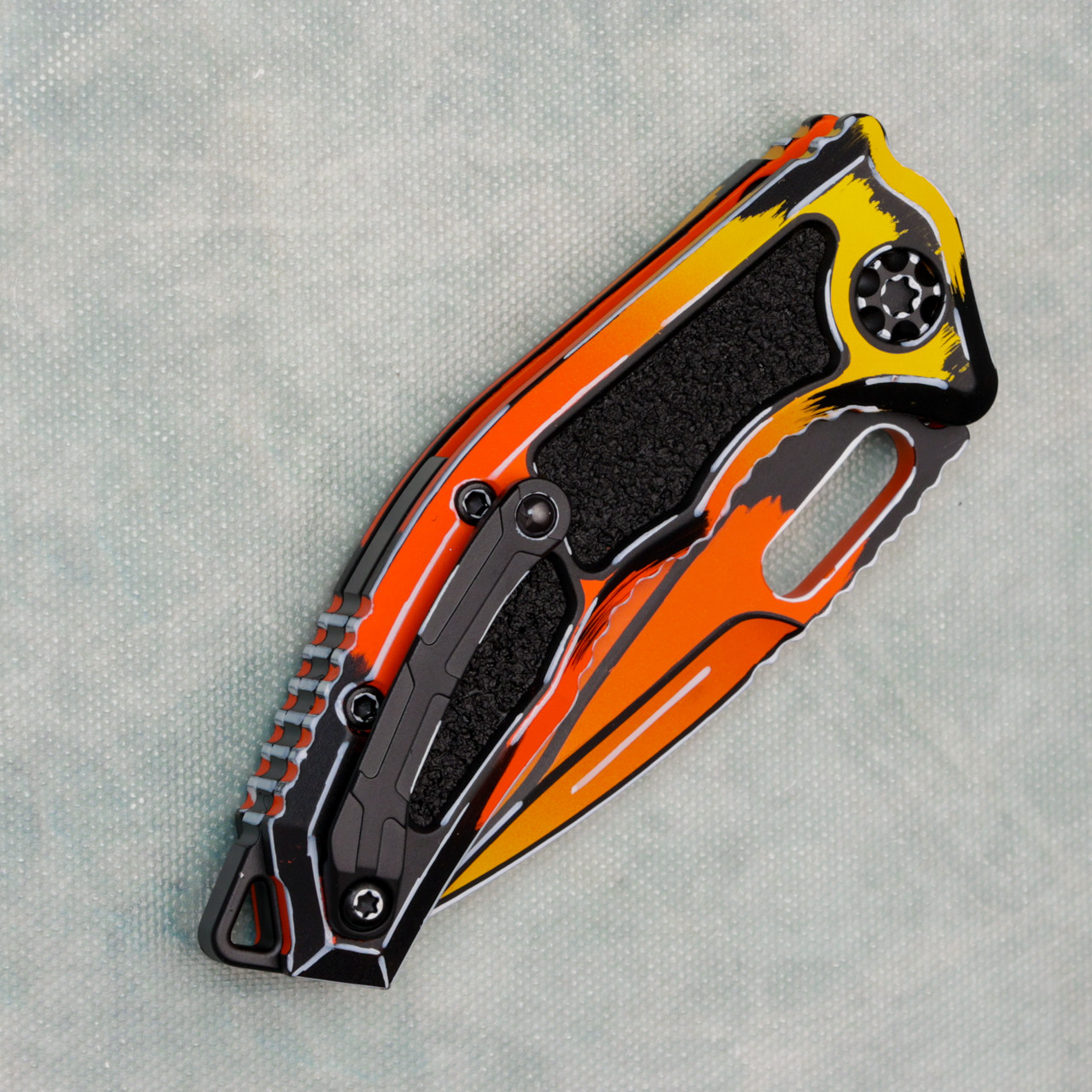 Heretic Knives Medusa Auto Tanto Orange Cel Shading w/ Black Grip
