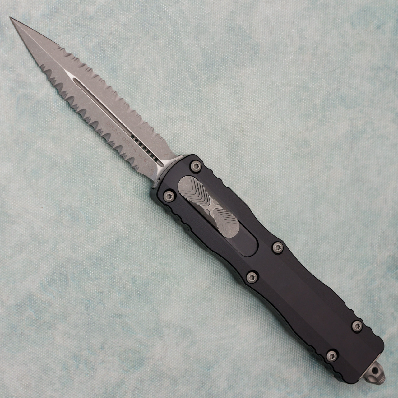 Microtech Dirac Delta D/E Black Handle Apocalyptic Double Full