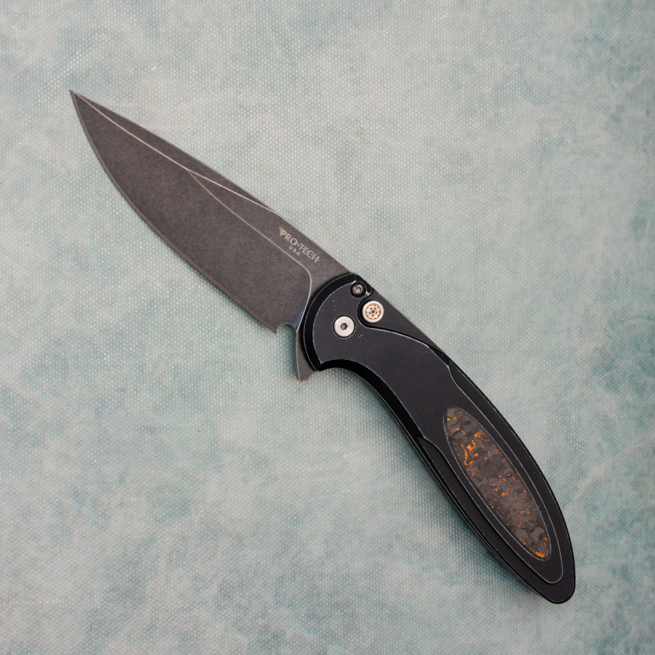Pro-Tech Cambria 2 Flipper Button Lock Black Battleworn Aluminum