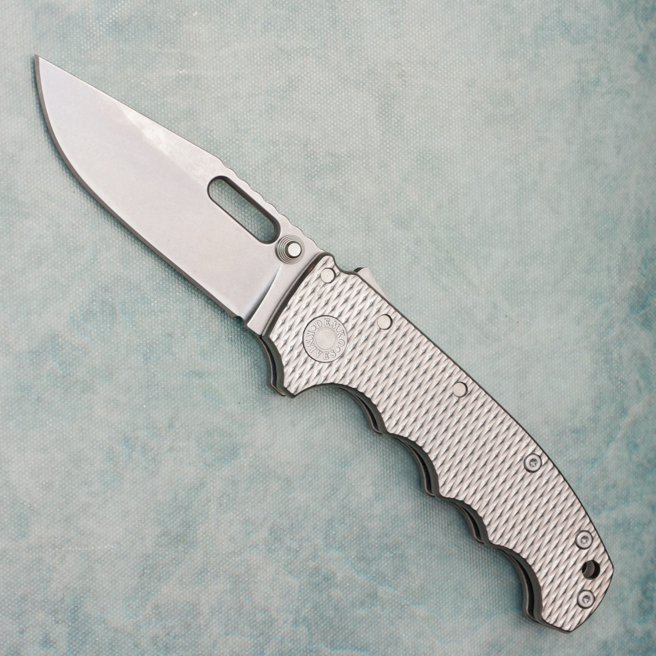Demko MG AD20 Clip Point Shark Lock Textured Titanium Handle w