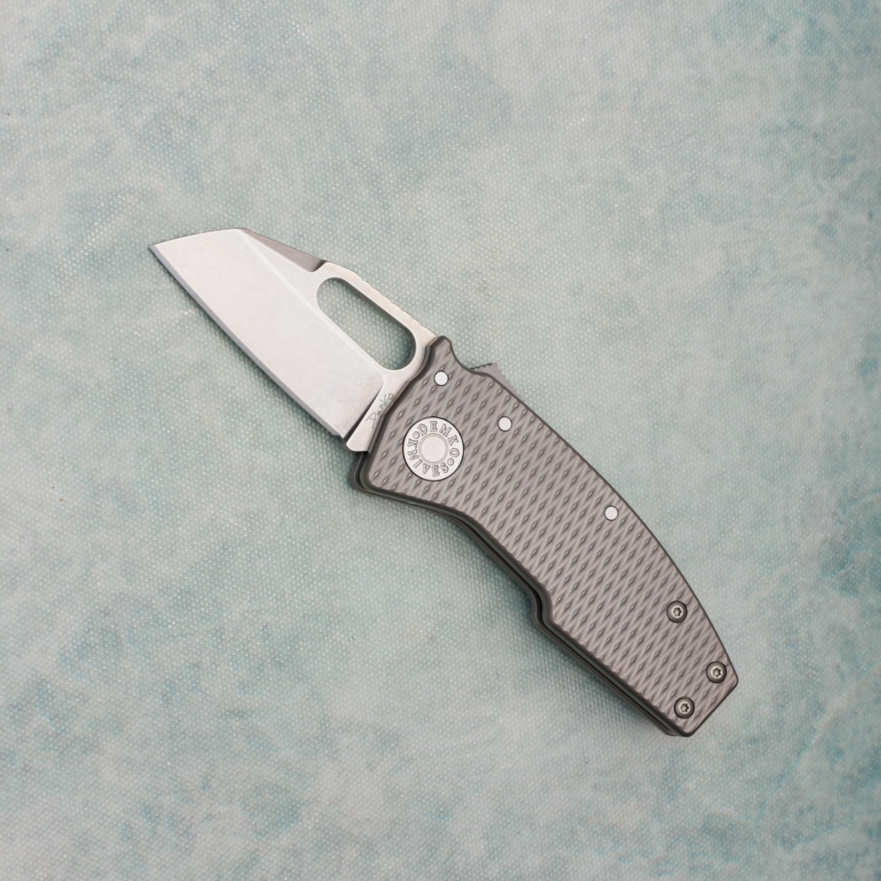 Demko Nano-Shark Shark Lock Textured Titanium Handle Stonewash