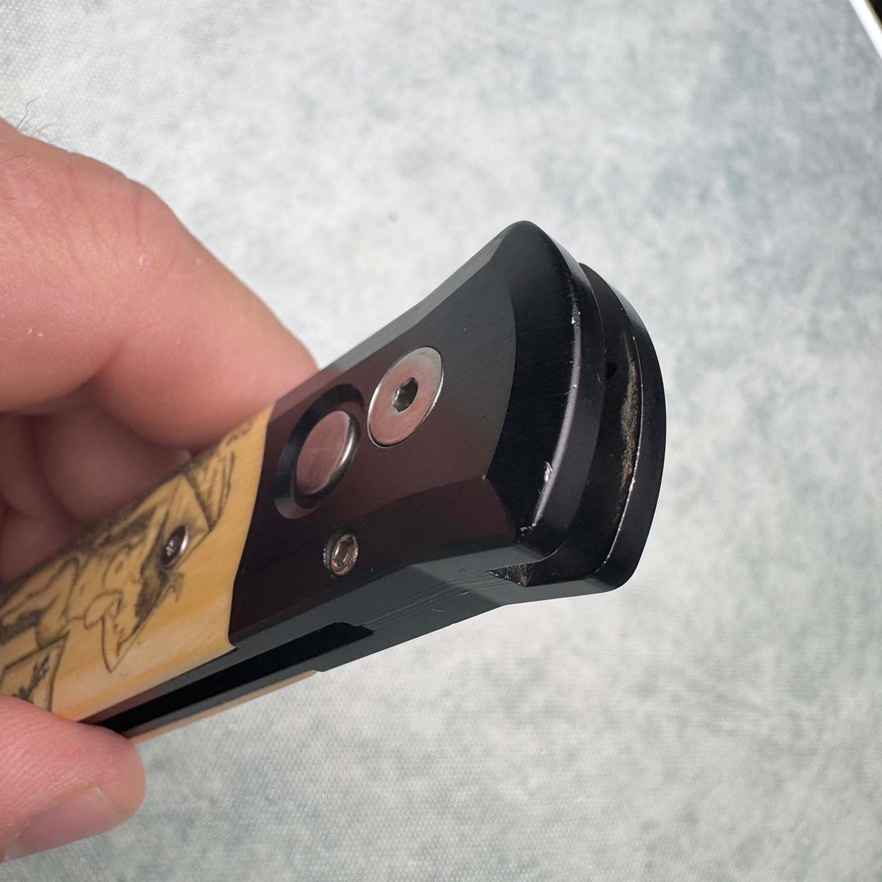 Pro-Tech Godfather Black Handle w/ Scrimshaw Mammoth Ivory Inlays