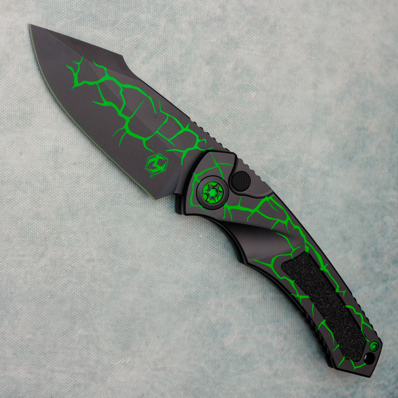 Heretic Knives Pariah Auto UV Toxic Magma Handle w/ Black Grip