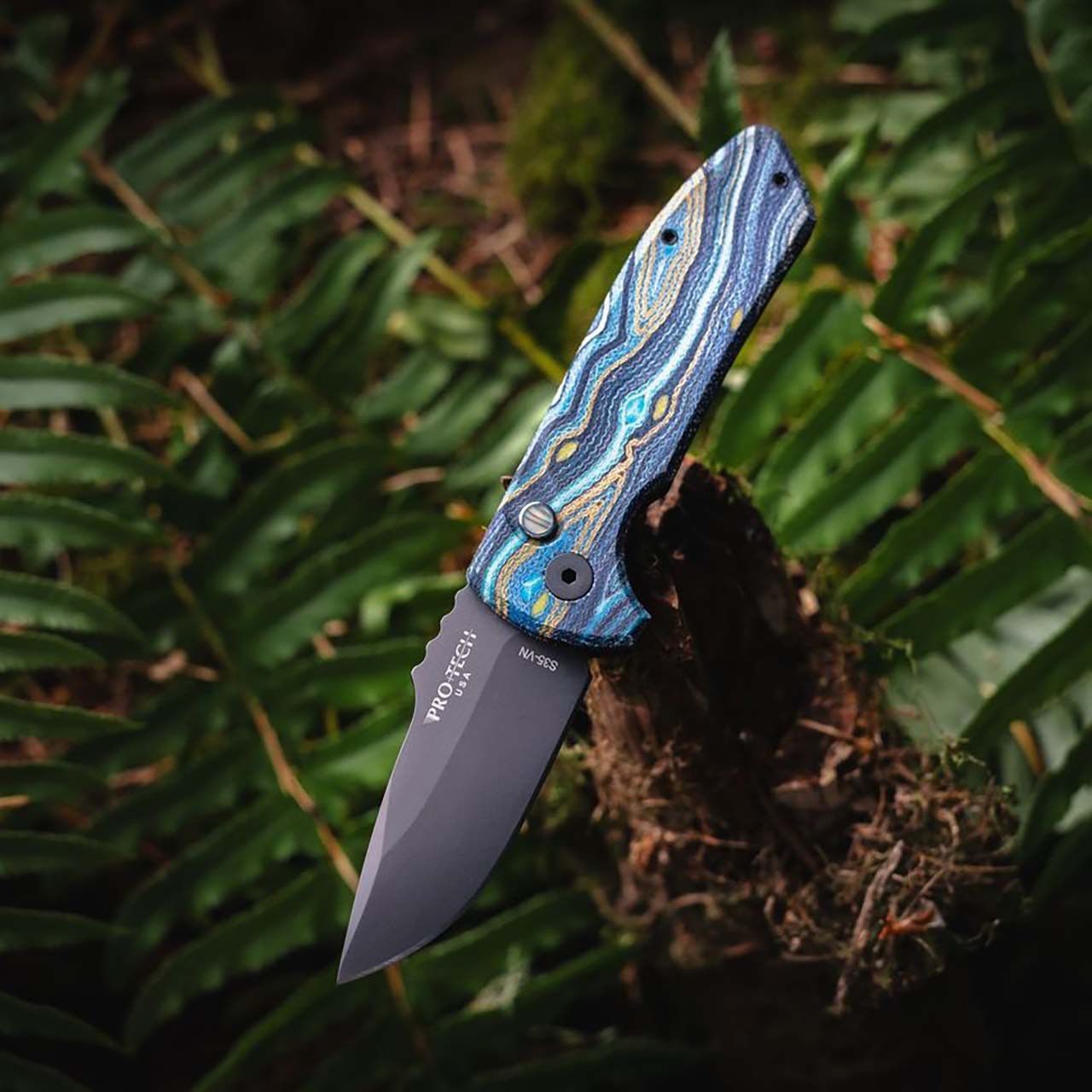 Pro-Tech Les George SBR Starry Night Micarta Top DLC Blade Pearl
