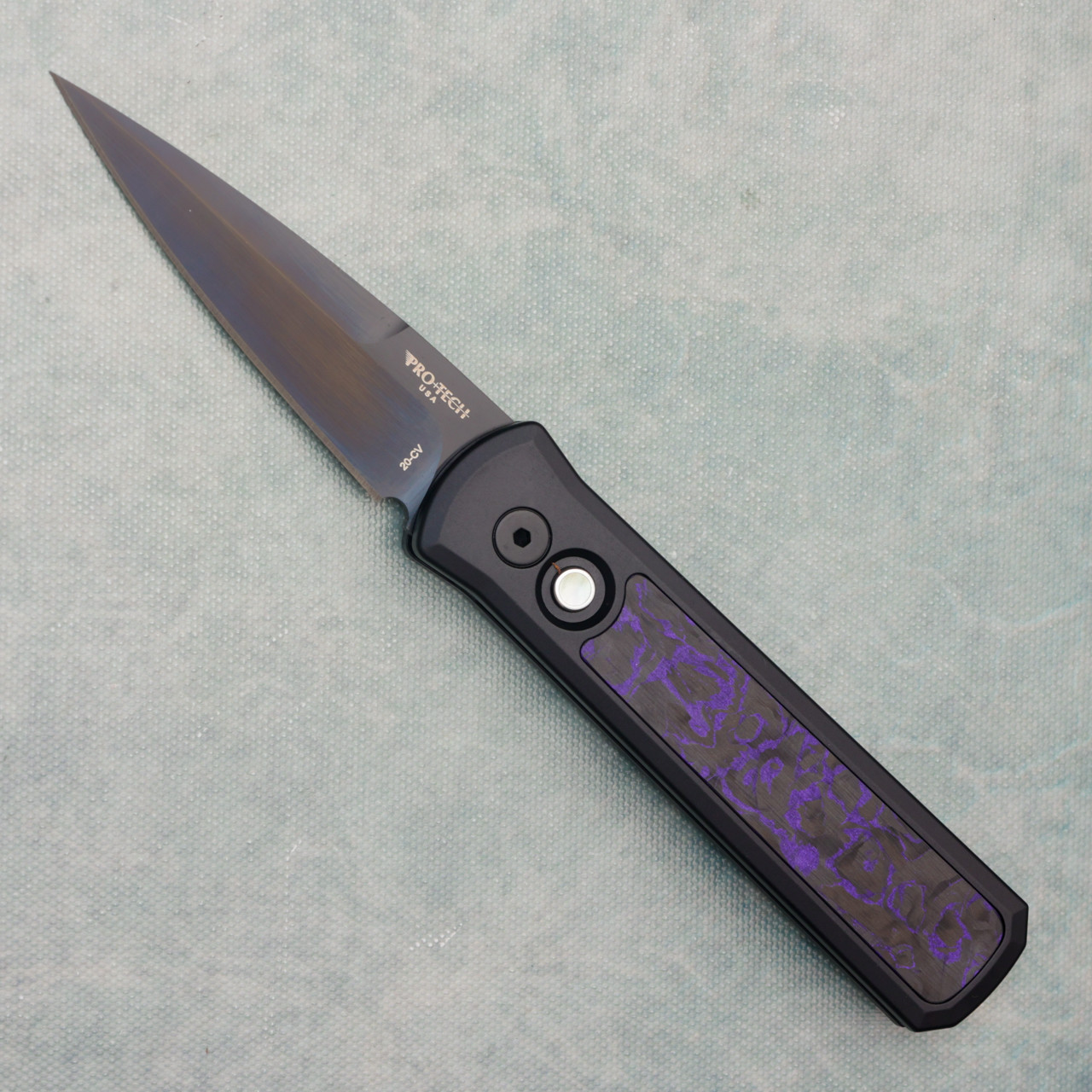 Pro-Tech Godson Solid Black Handle w/ Violet Marble Carbon Fiber