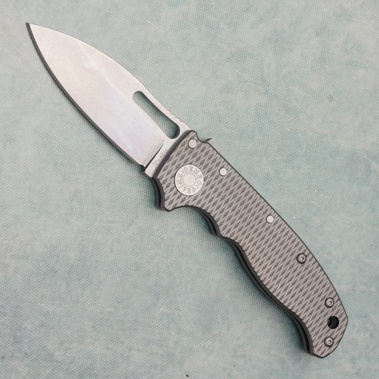 Demko AD-20.5 Shark Lock Slicer Textured Titanium Handle Stonewash