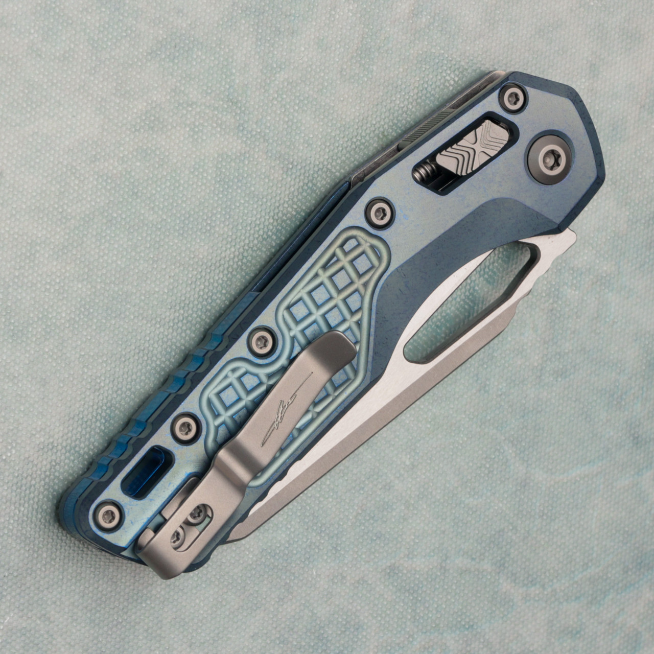 Microtech Marfione Select MSI RAM-LOK Ice Blue Frag Titanium