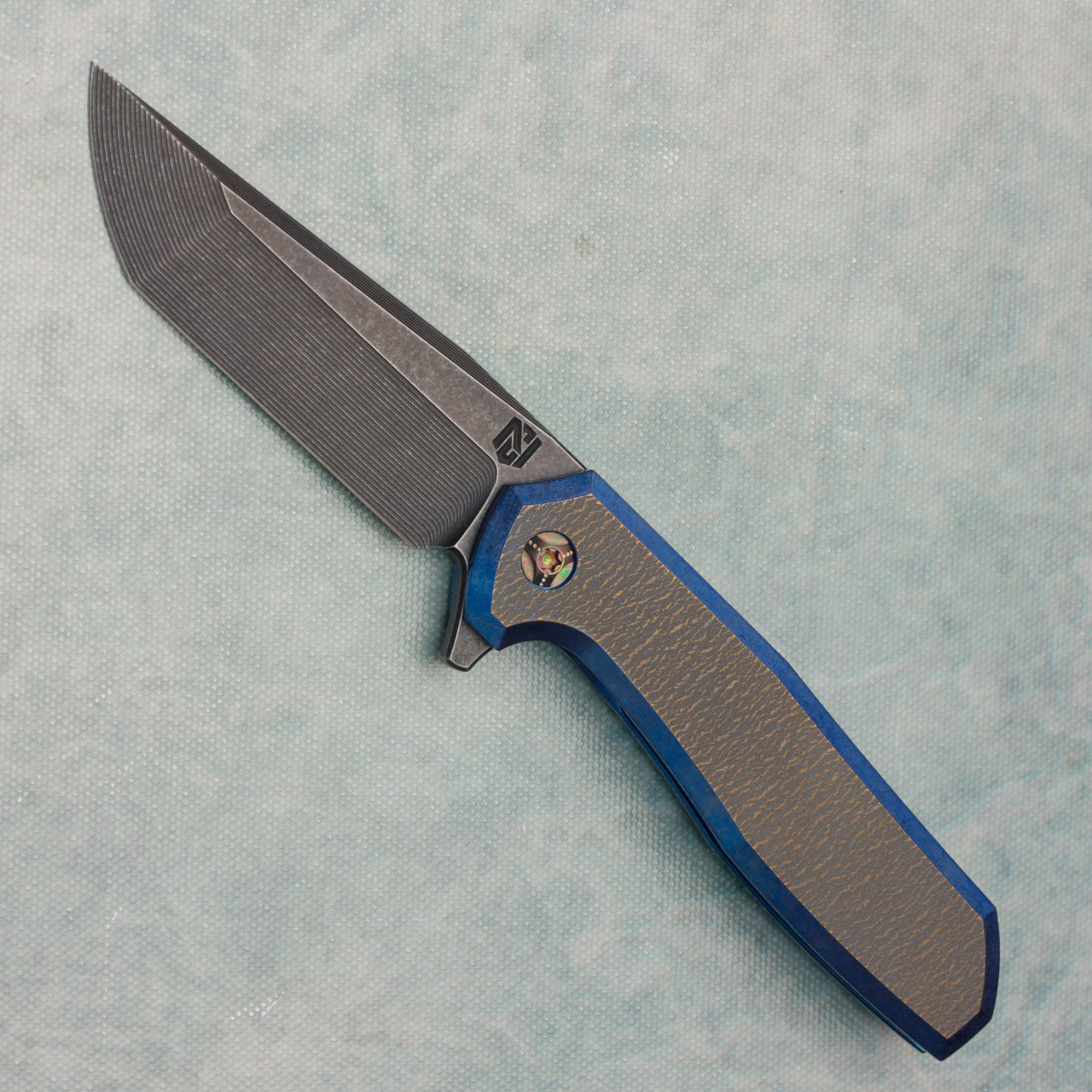 NCC Knives Ragnarok V3 Frame Lock Flipper Cracked Ice Blue/Bronze