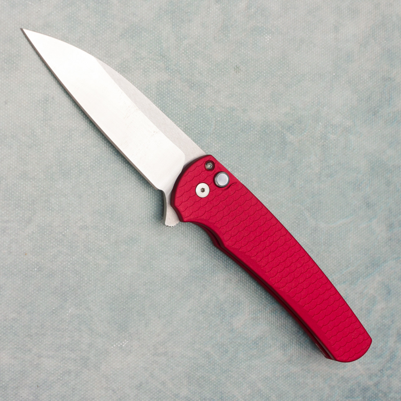 Pro-Tech Malibu Button Lock Flipper Wharncliffe Red Dragon Scale