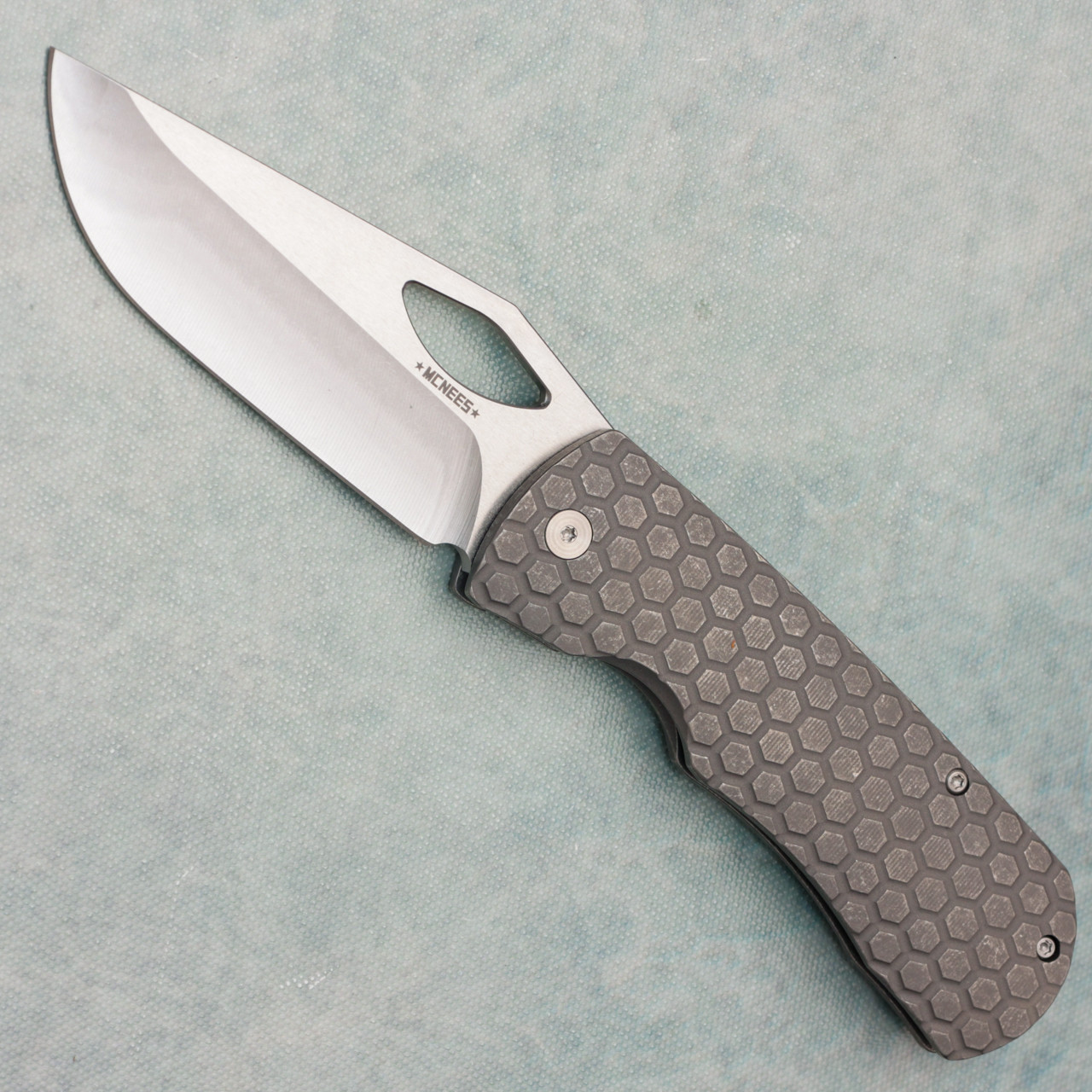 McNees Knives Dixon Frame Lock Honeycomb Stonewash Titanium Handle